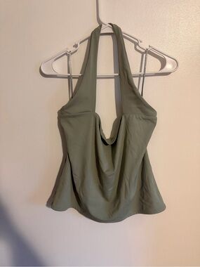 Express Light Green Body Contour Halter Top